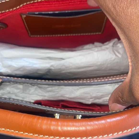 Dooney & Bourke Tan Leather Satchel with Gold Accents - Picture 5 of 9